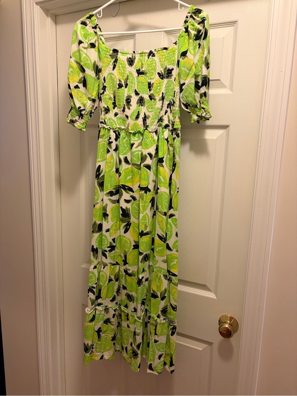 Steve Madden Lime Green & Black Smocked Midi Dress